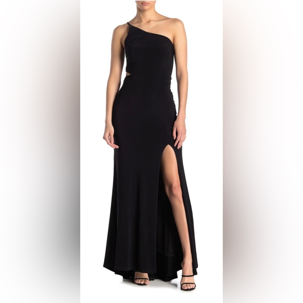 NEW JUMP APPAREL NORDSTROM Black One Shoulder Maxi Dress Size 3/4